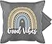 Shirtracer Statement Kissen mit Sprüchen - Boho Regenbogen Good Vibes weiß - Unisize - Grau - Regenbogen Kissen - GURLI Kissenhülle - Kissenbezug 50x50 cm und Dekokissen Bezug