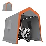 Outsunny Carpa Garaje Portátil 2,4x1,8 m, Garaje Exterior para Coche Impermeable con Puerta Enrollable con Cremallera, Ventanas, Estructura de Metal Galvanizado, UPF30+, Gris Claro