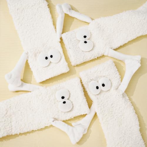 2 Pairs Holding Hands Fuzzy Socks Magnetic Hand in Hand Warm Socks2