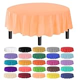 allgala Premium Disposable Round Plastic Table Cloths - 12 Pack, 84 inches (7 feet), Waterproof, Stain-Resistent, Easy Clean-Up for Parties, Events, Gathrings and Everyday Use -Peach-TC58524