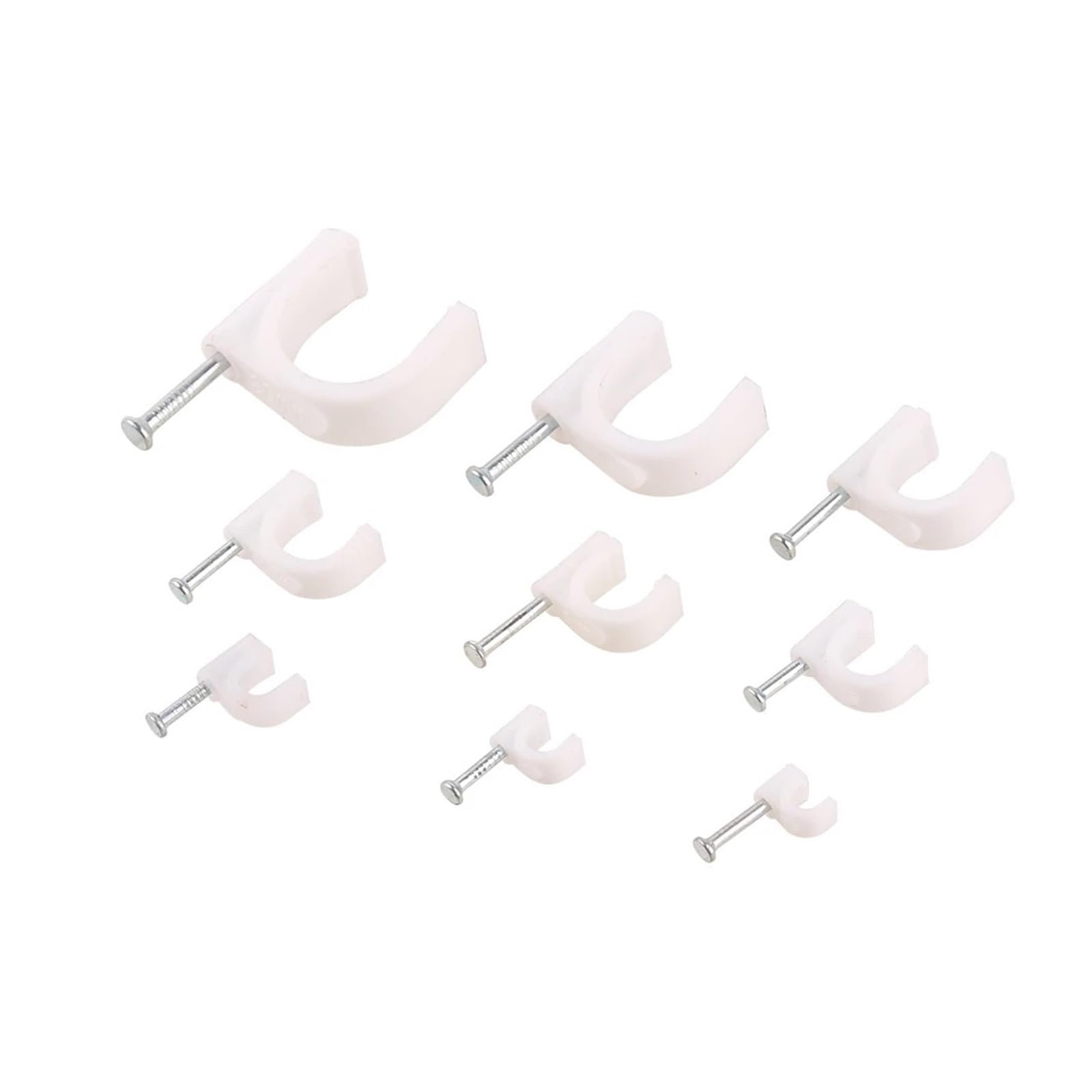 Gkirqvpe 12Mm Cable Clips ， Plastic Circle Cable Clips With Steel Nail, 5Mm, 6Mm, 16Mm, Pack Of 100(12Mm)
