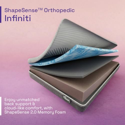 Image of Wakefit ShapeSense Orthopedic Infiniti Memory Foam Mattress | 20 Years Warranty | Single Size Mattress | 5-Inch Bed Mattress | 72x30x5 inches, Medium Firm, Space Grey
