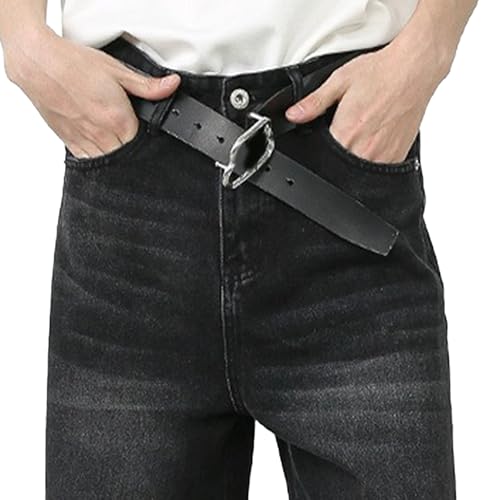 Mens Straight Leg Long Jeans Mid Waist Slim Fit Washed Denim Pants Vintage Baggy Jean Trousers (Small,Blacke1)4