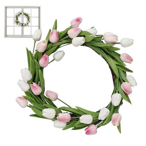 Ghirlanda Primaverile,Grande Ghirlanda Artificiale con Fogliame - Primaverile Estiva con Fiori - per Casa di Campagna, Appartamento, Ristorante, Interno, Esterno, Giardino, Portico, Festa