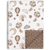 Bear Baby Blanket for Unisex Boys Girls, Brown Bear Toddler Soft Minky Blanket with Double Layer Dotted Backing, Nursery Newborn Baby Crib Receiving Blanket, 30'x40'