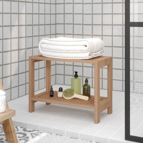 Rantry Banco de Ducha Madera Maciza de Teca 60x30x45 cm Muebles de baño