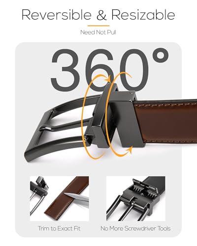 Image of CHAOREN Reversible Belt Men 1 Piece - 1.25 inch Leather Dress Belt