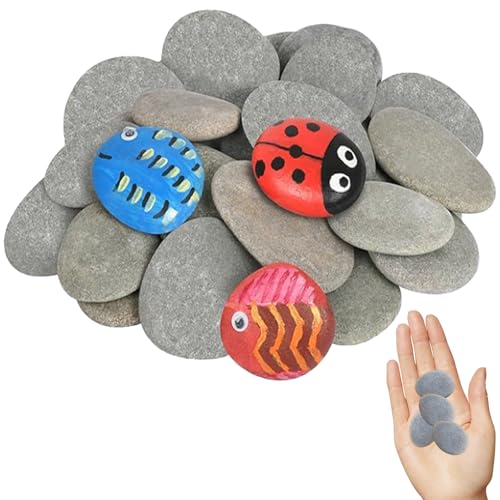 50 pietre da dipingere, 3-5 cm, pietre piatte da dipingere, ciottoli naturali da dipingere, pietre di fiume lisce, pietre decorative per lavori di bricolage, pittura colorata