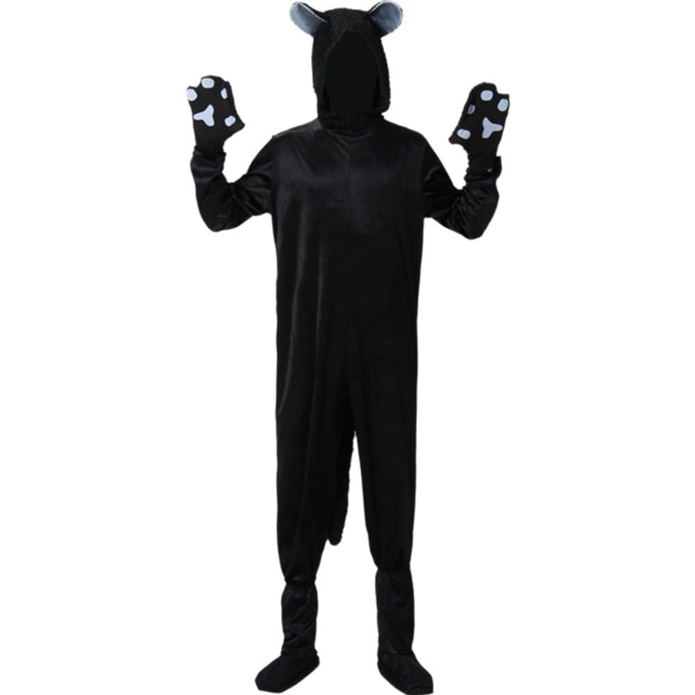 Kostium czarnego kota dla dorosłych, zabawny kombinezon na Halloween, Boże Narodzenie, cosplay, kostium, przebranie dla kobiet, mężczyzn