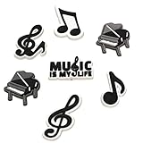Music Note Shoe Charms Set, Piano and Treble Clef Design, Black and White, 7 Pieces