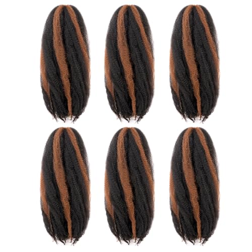 ToyoTress Marley Hair Crochet Braids - 18 Inch 6 Packs Brown Highlight, Afro Kinky Curly Marley Twist Braids Synthetic Twist Crochet Braiding Hair Extensions (18 inch, P1B/30-6P)