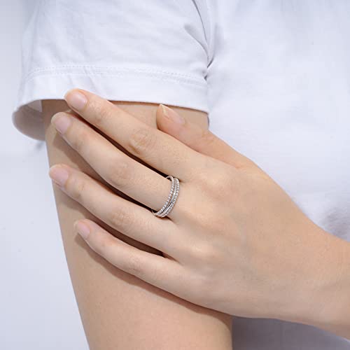 Amazon Essentials Rhodium Plated Sterling Silver Stacking Ring Set Of 3 Size 7, Silver #TOP1