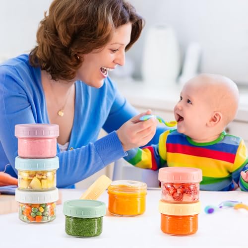 Glass Baby Food Storage Containers - 4 oz with Lids, Baby Puree Jars - 12-Pack