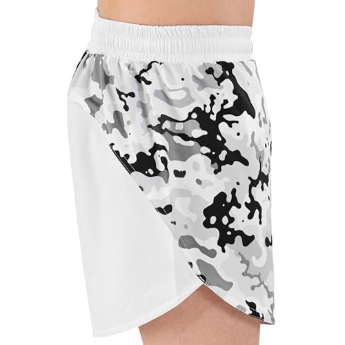 ROAR-INT BJJ Shorts Grappling Kickboxing Muay Thai Boxing Shorts MMA Fight Shorts for Men (US, Alpha, X-Large, Regular, Regular, Camo-White)