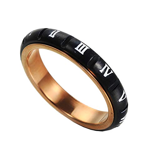 Image of PAURO Unisex Stainless Steel Roman Numerals Spin Worry Ring for Anxiety