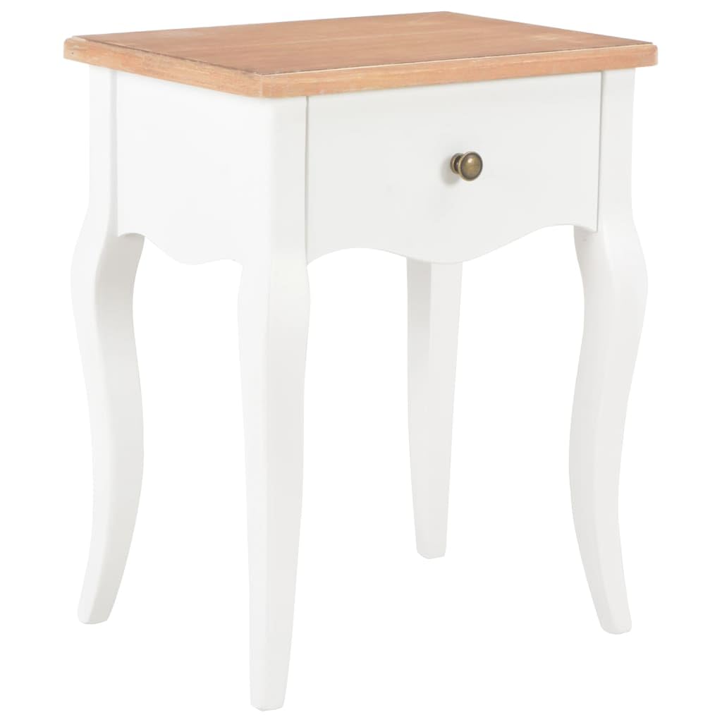 Meuble d'Appoint pour Chambre et Salon au Style Français en Bois Massif Blanc et Marron