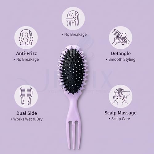Image of Curly Hair Brush - Curl Defining & Detangling Brush for Women & Men - Boar Bristle Styling Brush for Shaping, Combing & Enhancing Natural Curls - Suitable for All Hair Types (Pastel Purple)