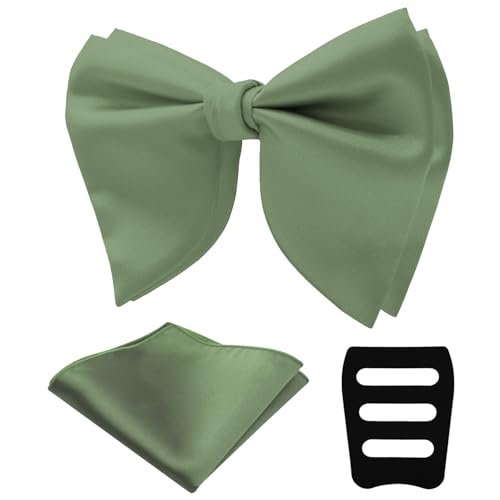 Image of Mens Bow Tie Pre Tied Oversized Bow Ties for Men Satin Bowties for Tuxedo Wedding Party Banquet