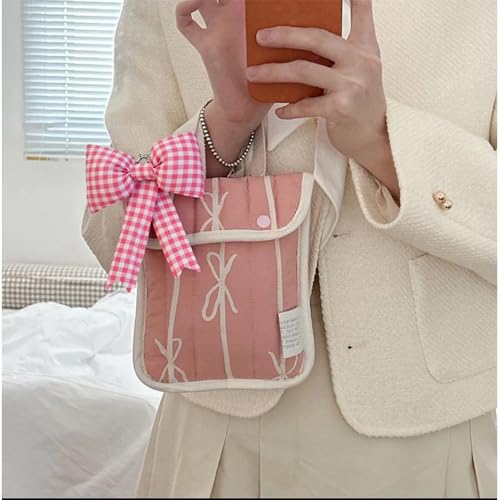 Image of Pink Bow Keychain Bag Charms Y2K Bowknot Plaid Keychains Coquette Aesthetic Purse Handbag Backpacks Charms (Pink 1)
