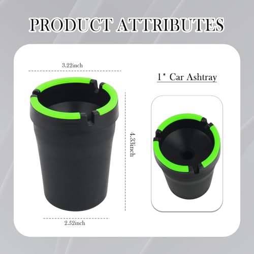 Image of Car Ashtrays for Cup Holder Smell Proof,Multi-Functional Smokeless Ashtray for Car Storing Cigarettes,Rubbish,Ashtray with Lid Smell Proof for Most Vehicles (Black)