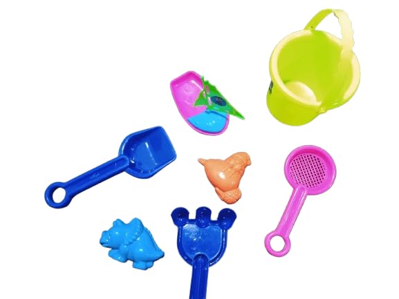 Image of Negi Beach Set for Kids Play Like Bucket | Ship | Solid Stainer | Shovel & Rake | Rhino Shape | Snail Shape for Toddler 3 Year and Above for 7 pcs for