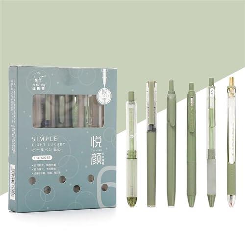 Image of 6 n 1 Cute Pastel Pen Set Aesthetic Stationery Items Kawaii Korean Fancy Pens for Girls Blue Ink Gift Set Aesthetic Office Supplies