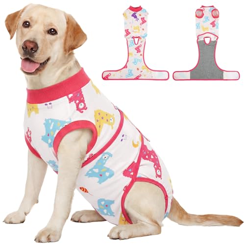 Image of Kuoser Dog Recovery Suit After Surgery, Dog Surgery Suit Female Spay, Male Neuter, Anti-Licking Pet Onesie, Surgical Recovery Bodysuit for Abdominal Wounds,Skin Disease, E-Collar Cone Alternative, 2XL