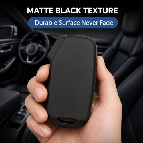 Image of JVCV Soft TPU Key Cover Compatible with Kia Seltos 2023 Facelift HTX Carens X Line Sonet Facelift Clavis EV 3 /4 Button Smart Key | Shockproof Case (Matte Black)
