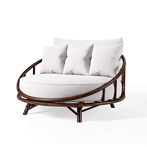 Zew Daybed Outdoor Indoor Large Accent Sofa Chair Lawn Pool Garden Seating With Cushion And Pillows Espresso Bamboo Round Sofabed V.2021 #TOP5