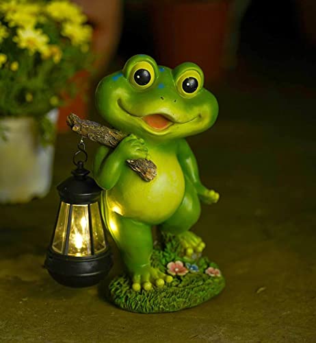 Cffownug Frog Garden Decoration With Solar Lantern,Resin Solar Frog Statue With Solar Lights Outdoor Garden Frog Decor For Pathway Yard Lawn Patio Decorations #TOP1