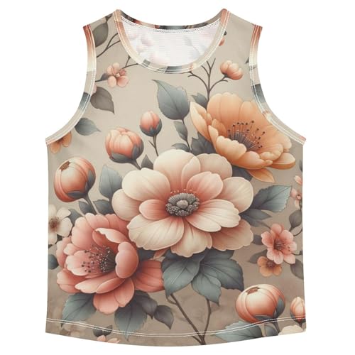 susiyo Floral Pattern Boys Sleeveless Tank Top Girls Athletic T Shirt