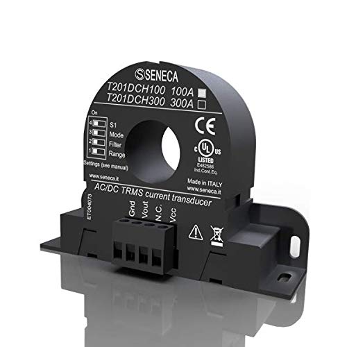 SENECA T201DCH100 Trasduttore di corrente AC/DC (± 100 A) a effetto Hall TRMS con uscita 0..10 V