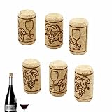 6 Piezas Corchos de Vino 21 x 40 mm corchos para botellas de champán con patrón Tapones de Botella Natural Corcho para Vino Tinto Manualidades y Decoración