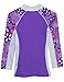 Tuga Girls Shoreline L/S Rash Guard (UPF 50+), Violet, 8/10 yrs