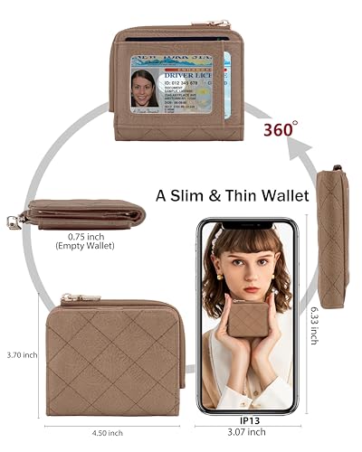 KNGITRYI Sunpour Small RFID Bifold Wallet for Women Slim Card Holder with Zipper Coin Pocket & 2 ID Windows,Compact Gift Wallet2