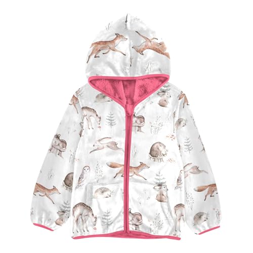 CaTaKu Girls Woodland Animals Jacket for Boys Fleece Coats Kids Warm Fall Winter Outerwear Sweater 6t