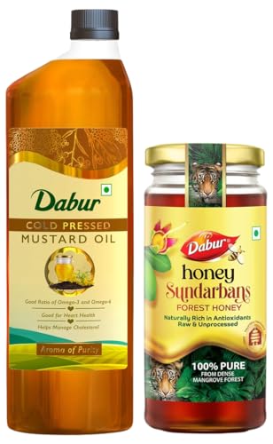 Image of Dabur Honey Sundarbans-500gm & Dabur Cold Pressed Mustard Oil 1L