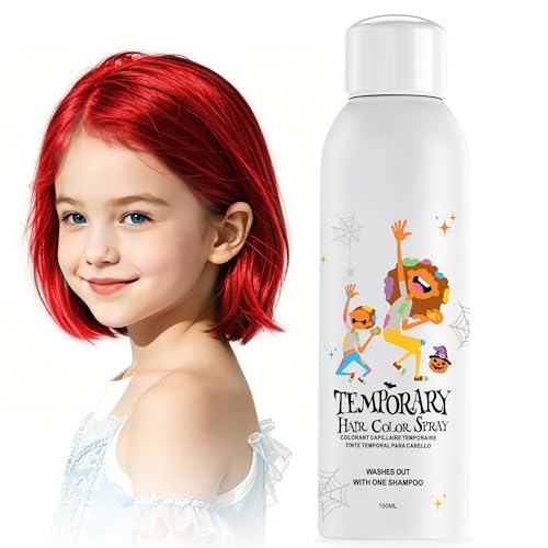 Image of Red Temporary Hair Color Spray for Women - Instant & Washable Hair Dye for Men Teens - Quick Styling for Halloween, Cosplay, Costume Party, Christmas, 150ml