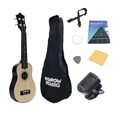 ウクレレ 初心者 セット UKULELE-SOPRANO 小さな ソプラノサイズ 子供 ギター 本格的 入門 初心者セット チューナーセット ウクレレセット 入門セット (ベージュ)