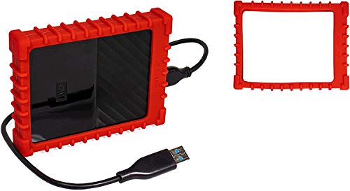 getgear Silicone External Hard Drive Bumper Case for WD My Passport, My Passport for Mac Portable External Hard Drive, 1TB, 2TB (0.54" Height), Strong-Shock Absorbing, Slip-Resistant (red)