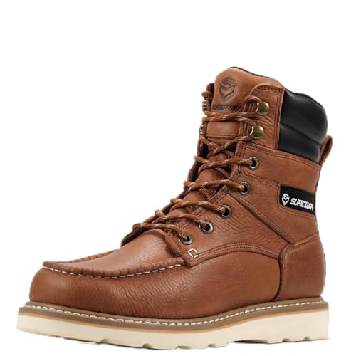 SUREWAY 8�C���` �\�t�g�g�D���[�N�u�[�c �j���p ? GoodyearWelt �t���O���C�����U�[�A���[�X�A�b�v�}�b�N�g�D���[�N�V���[�Y�AEH �R���X�g���N�V�����I�C��/����~�߁A�q�ɁA�H��A���풅�p�̑ϋv���̂��郉�o�[�\�[���u�[�c, �^�o�R(To