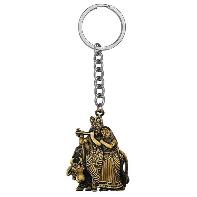 MIK Shri Radha Krishna Idol Car Bike Home Office Birthday Gift To Friends Bronze Zinc And Metal Keychain For Men And Women-image-9