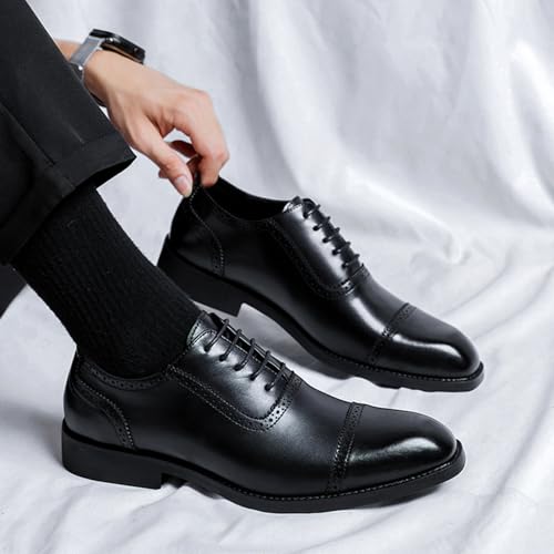 Men's Business Casual Dress Shoes Classic Square Toe Lace-Up Brogues Modern Formal Oxfords for Wedding Party Office Uniform2