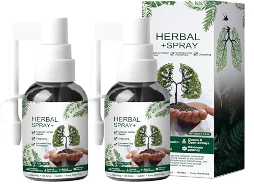 Paquete de 2 – 4 bruma de limpieza pulmonar a base de hierbas, spray natural de limpieza respiratoria y respiración, ejercitador pulmonar para un potente apoyo pulmonar, esencia herbal para el cuidado