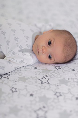 Image of SwaddleDesigns Softest Cotton Muslin Fitted Crib Sheet /Toddler Sheet for Baby Boy & Girl, Gray & Sterling Starshine