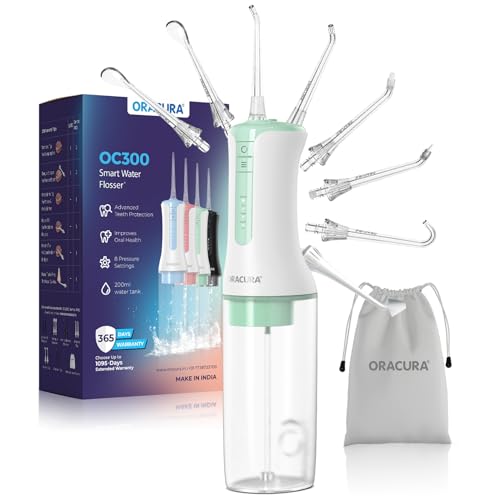 ORACURA® OC300 PRO Smart Pro Water Flosser® Green | 365 Days Warranty | 4 Modes | Micro-Bubble Technology | 8 Nozzle Tip | 4 Vibrant Colours | 300ml Water Tank (B0CLXW3HBB) Amazon Price History, Amazon Price Tracker