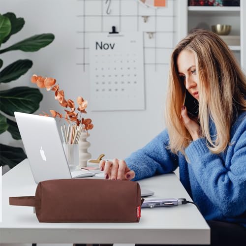 Image of Fmeida Pencil Case Large Capacity Pencil Case Pouch Aesthetic Pencil Bag Pen Holder Office Stationery Organizer Simple Pencil Bag - Chocolate