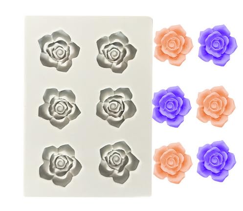 Molde Galletas Flor de rosa Flor de silicona Fondant Pastel de chocolate Decoración DIY Hornear (Grey, 9.8x7x1.3cm)