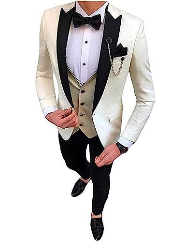 Costume 3 pièces homme avec veste col à pointe gilet et pantalon formel Ulnomio