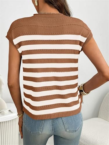 Blusa de punto a rayas transpirable con bolsillo para primavera y verano 5